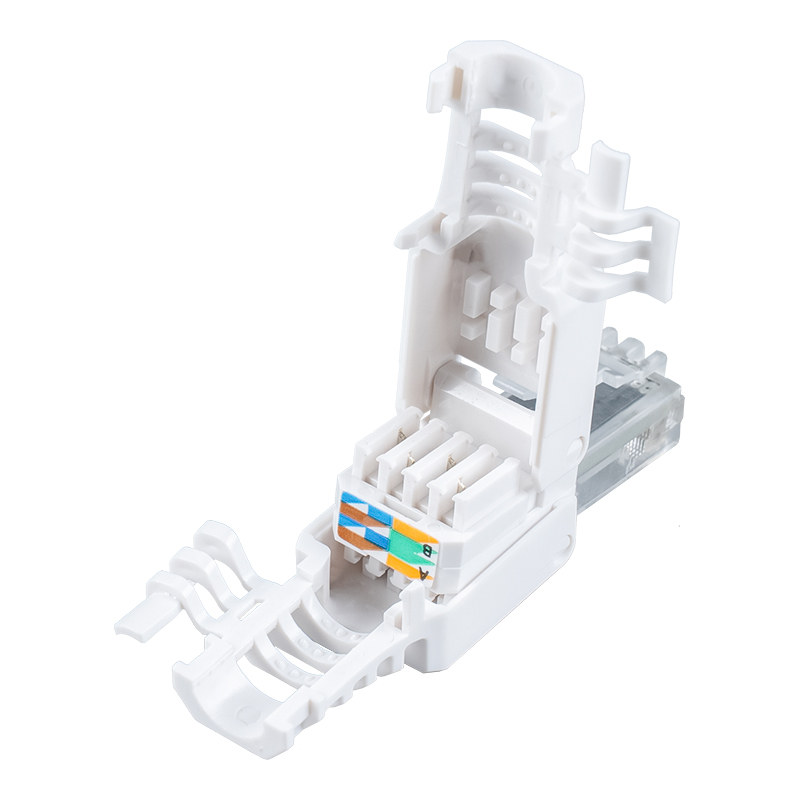 Ceanglóir RJ45 Gan Uirlis Gan Sciath Cat6A (le sciatháin) RJ-688X-C6A Ceanglóir RJ45 Gan Uirlis Gan Sciath Cat6A (le sciatháin) RJ-688X-C6A