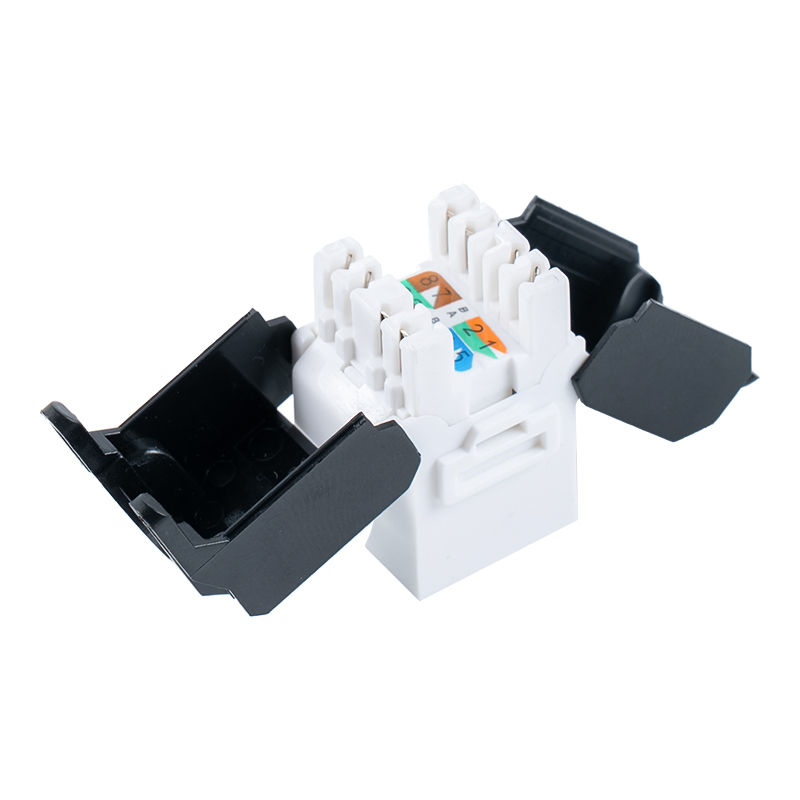 Cat6 Jack Modúlach 180° Gan Uirlis (cineál smeach-oscailte) SM-2336H8C6 Cat6 Jack Modúlach 180° Gan Uirlis (cineál smeach-oscailte) SM-2336H8C6