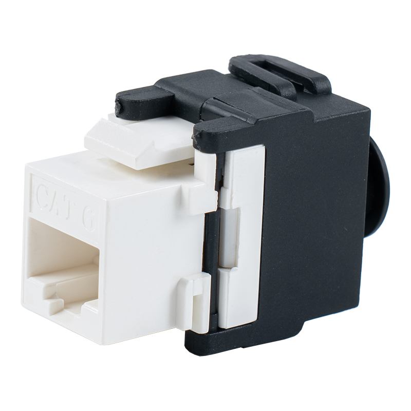 Cat6 Jack Modúlach 180° Gan Uirlis (cineál smeach-oscailte) SM-2336H8C6 Cat6 Jack Modúlach 180° Gan Uirlis (cineál smeach-oscailte) SM-2336H8C6