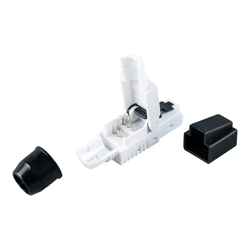 Ceanglóir RJ45 Gan Uirlis Gan Sciath Cat7 (le caipíní plaisteacha ar an ceann) RJ-G50U-1-C7 Ceanglóir RJ45 Gan Uirlis Gan Sciath Cat7 (le caipíní plaisteacha ar an ceann) RJ-G50U-1-C7