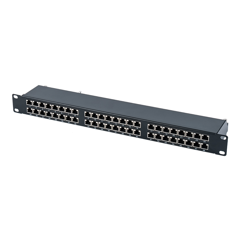 Painéal paiste 48-port sciatháilte Cat6e 19-orlach 1U SP-3262SK48-C6A